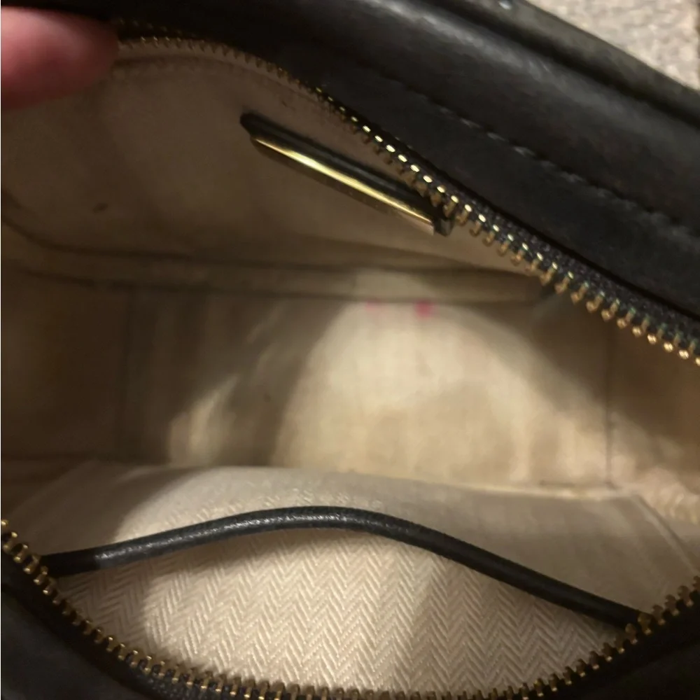 Tory Burch Black Quilted Leather Crossbody with Gold Chain